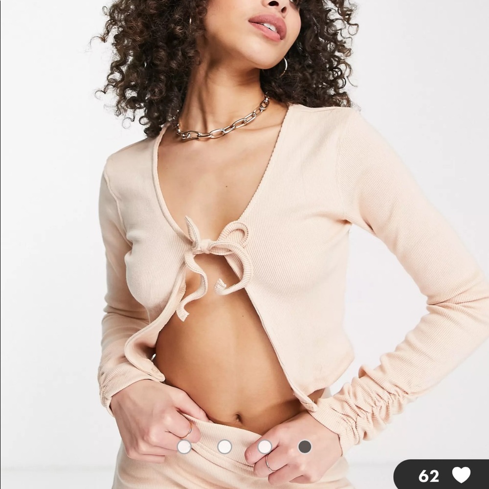 BRAND NEW. Rib tie front top and skirt set